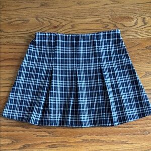 Plaid Pleated Skirt - Black and White